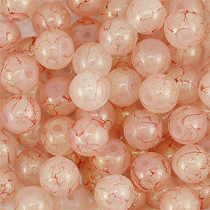 Abalorios de vidrio con glitter 4 mm Rosa polvo-dorado