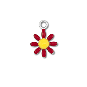 Colgantes Acero Inox flor Plateado-rojo oscuro-amarillo