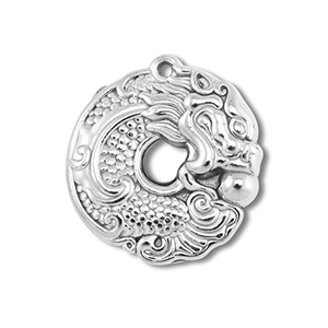Colgantes Acero Inox dona con drag&oacute;n Plateado