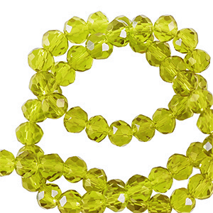 Abalorios faceteados disco 3x2mm Verde lima oscuro