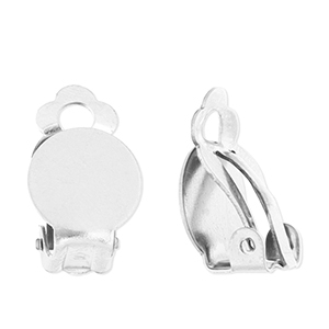 Fornituras Acero Inox pendientes clip Plateado