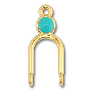 Colgantes met&aacute;licos DQ entrepieza Dorado (sin n&iacute;quel)-azul turquesa