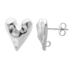 Fornituras Acero Inox pendientes coraz&oacute;n con anilla Plateado