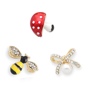 Pins abeja / lazo / seta Dorado-amarillo-negro-rojo