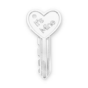 Colgantes llamativos llave coraz&oacute;n "It's mine" Plateado