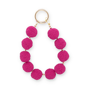 llavero pomp&oacute;n Rosa magenta-dorado