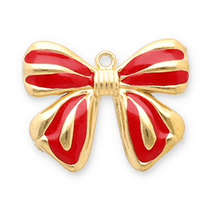 Colgantes Acero Inox lazo Dorado-rojo