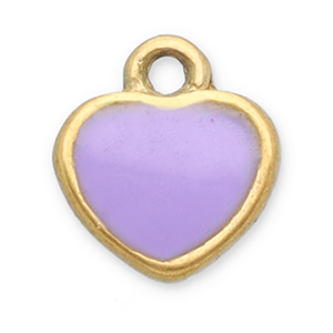 Colgantes Acero Inox coraz&oacute;n Dorado-lila