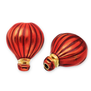 Abalorios Acero Inox globo aerost&aacute;tico Dorado-rojo