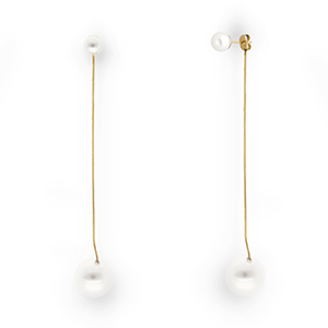 Pendientes Acero Inox con imitaci&oacute;n de perlas Dorado