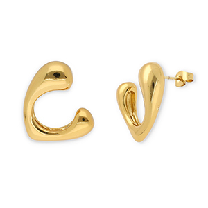 Pendientes Acero Inox coraz&oacute;n Dorado