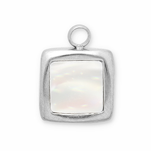 Colgantes Acero Inox concha cuadrado Plateado-blanco