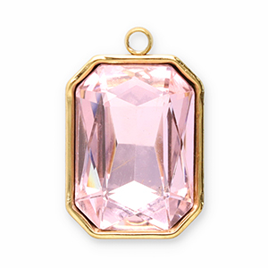 Colgantes Acero Inox faceteado rect&aacute;ngulo Dorado-rosado
