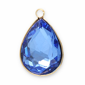 Colgantes Acero Inox faceteado gota Dorado-azul oscuro