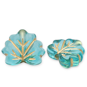 Abalorios acr&iacute;licos hoja Azul verdoso-dorado