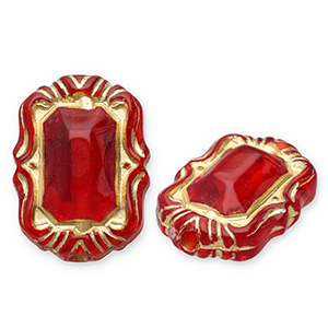 Abalorios acr&iacute;licos rect&aacute;ngulo Rojo-dorado