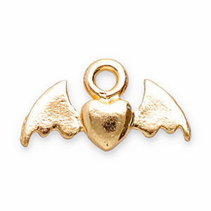 Colgantes met&aacute;licos coraz&oacute;n con ala Dorado