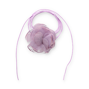 Choker con flor de organza P&uacute;rpura