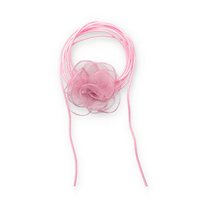Choker con flor de organza Rosa