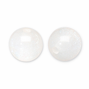 Abalorios acr&iacute;licos con glitter 12 mm Blanco-turquesa