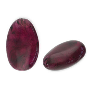 Abalorios acr&iacute;licos ovalado largo Berenjena 