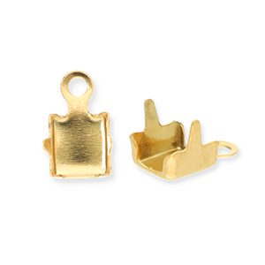 Fornituras acero inox terminal para cadena strass 4mm Dorado