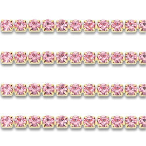 Cadena Strass Acero Inox 2mm Dorado-rosado