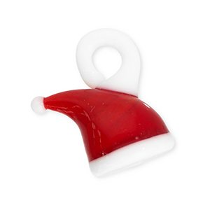 Colgantes de vidrio gorro de pap&aacute; noel Rojo-blanco