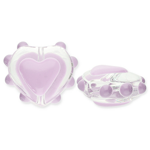 Abalorios de vidrio coraz&oacute;n Transparente-lila