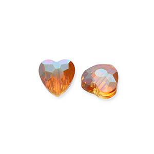 Abalorios faceteados Fashion coraz&oacute;n Naranja flama-cubierta AB