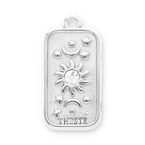 Colgantes Acero Inox sol, luna y estrellas con strass Plateado-transparente