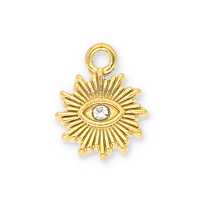 Colgantes Acero Inox sol con Ojo Providencia con strass Dorado-transparente