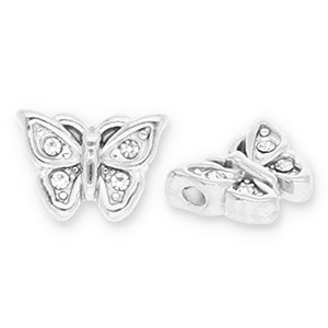 Abalorios Acero Inox mariposa con strass Plateado-transparente