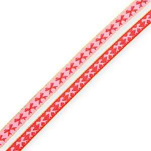 BY31&reg; Cinta con texto lineas lazos Rosa claro-rojo-dorado