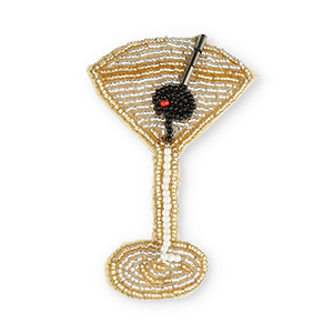 Broches copa de c&oacute;ctel Dorado-cristal-negro
