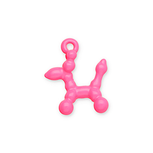 Colgantes met&aacute;licos perro globo Rosa ne&oacute;n