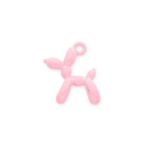 Colgantes met&aacute;licos perro globo poodle Rosa claro