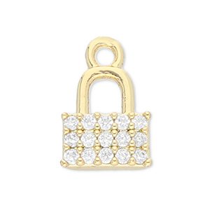 Metal TQ lat&oacute;n colgante candado Dorado-transparente