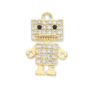 Metal TQ lat&oacute;n colgante robot Dorado-transparente