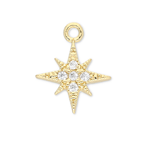 Metal TQ lat&oacute;n colgante estrella Dorado-transparente