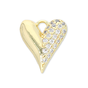 Metal TQ lat&oacute;n colgante coraz&oacute;n Dorado-transparente