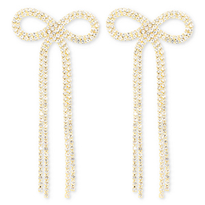 Metal TQ lat&oacute;n pendiente con strass lazo Dorado-cristal
