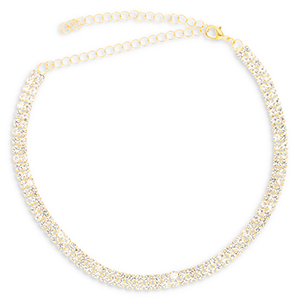 Metal TQ lat&oacute;n gargantilla con strass Dorado-cristal