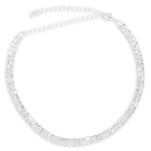 Metal TQ lat&oacute;n gargantilla con strass Plateado-cristal