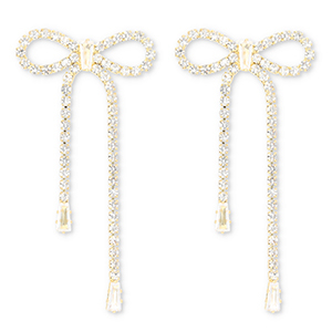 Pendiente de lat&oacute;n Eco-brass&reg; con strass lazo Dorado-cristal