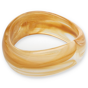 Pulseras bangle de resina Marr&oacute;n camel-blanco
