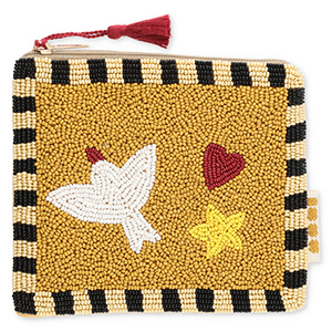 BY31&reg; Neceser p&aacute;jaro con coraz&oacute;n & estrella Marr&oacute;n mostaza-dorado claro-negro-multicolor