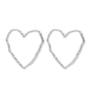 Pendientes Acero Inox coraz&oacute;n Plateado