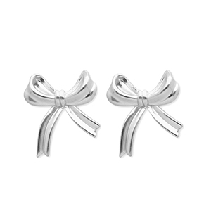 Pendientes Acero Inox lazo Plateado