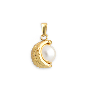 Colgantes Acero Inox con imitaci&oacute;n de perlas Dorado-blanco